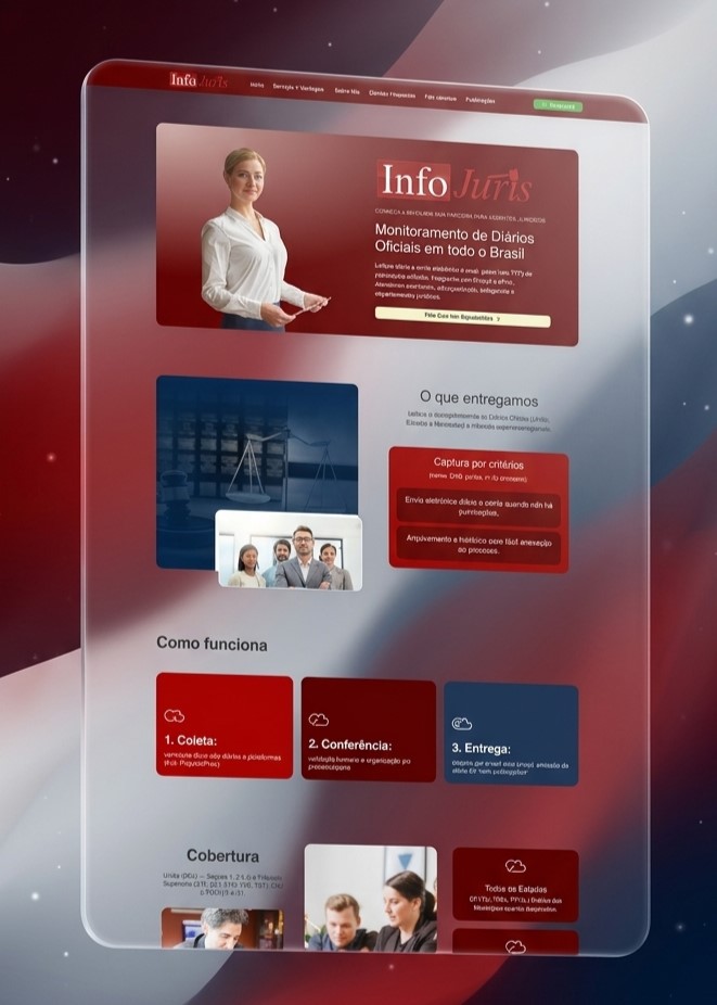Site Nova Info Juris desenvolvido pelo Estúdio Lata de Leite